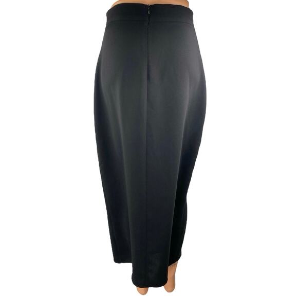 Zara Women's Black Faux Wrap Zip High Waisted Split Pencil Midi Skirt Size S - Picture 3 of 5